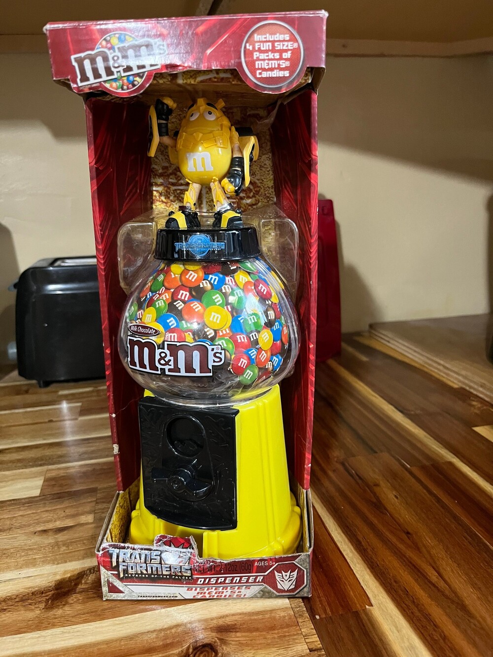 M&M's Transformers Revenge of the Fallen Yellow Plastic Candy Dispenser